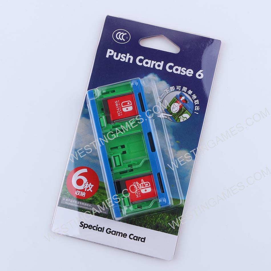 6 Slots Game Card Cartridge Push Card Case Storage Box for NS Switch Blue-Green