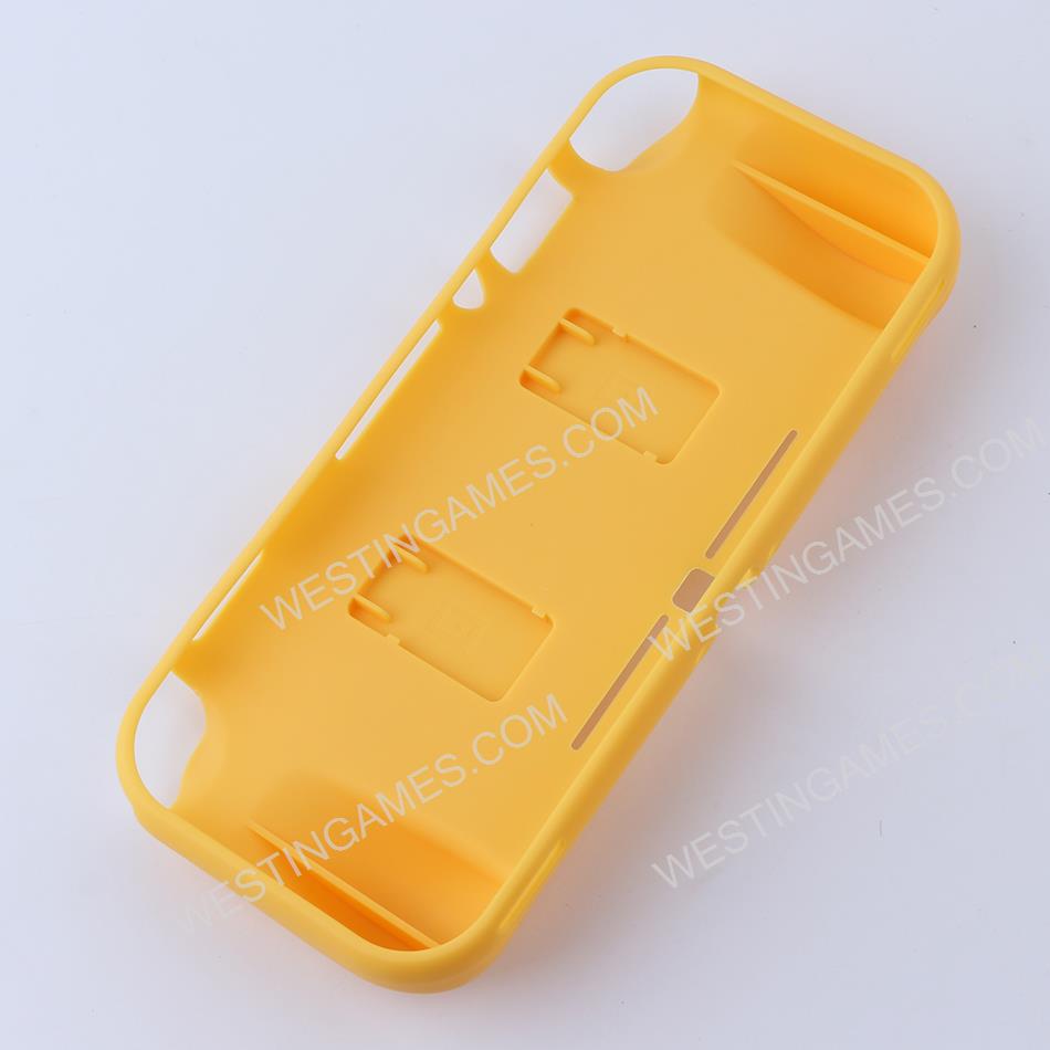Comfortable Soft tpu Handle Grip Cover Case with 2 Card Storage for Switch lite - Yellow