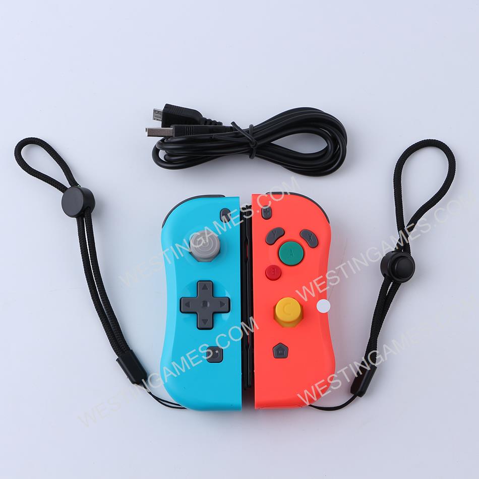 NGC Style Left and Right Wireless Joycon Controller with NFC for Switch - Red and Blue