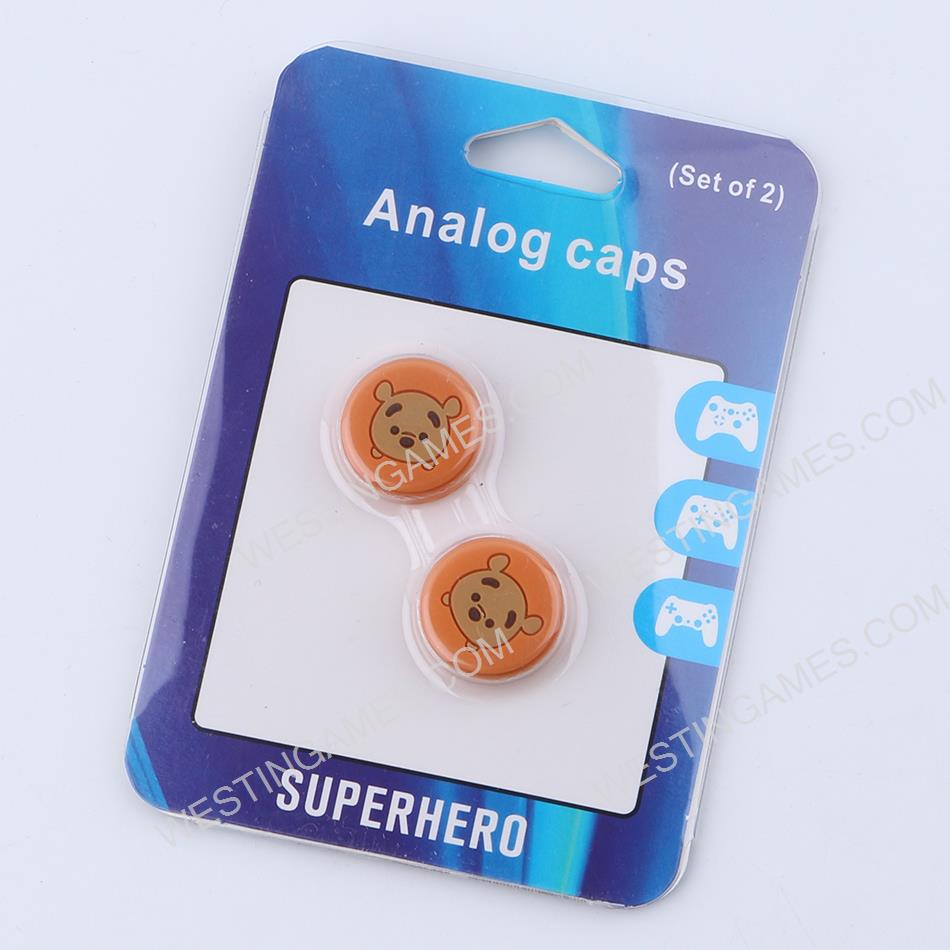Superhero Supercap Thumb Grips Analog Caps Silicone Rubber For Switch and Lite Bear Brown