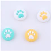 New 4in1 Cut Cat Paw Thumb Grips Analog Caps Silicone Rubber For NS Switch - Green and Yellow 02