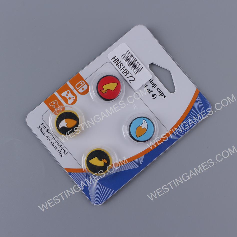New 4in1 Thumb Grips Analog Caps Silicone Rubber For NS Switch - Picachu Tail