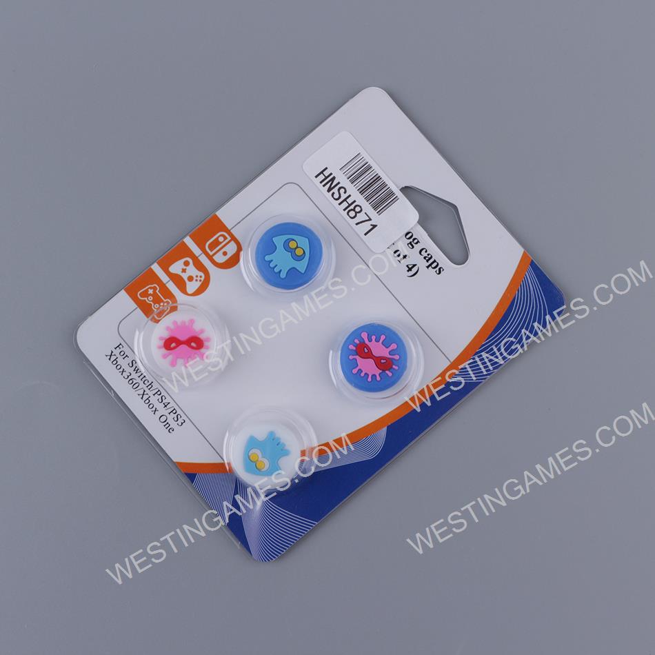 New 4in1 Thumb Grips Analog Caps Silicone Rubber For NS Switch - Splatoon