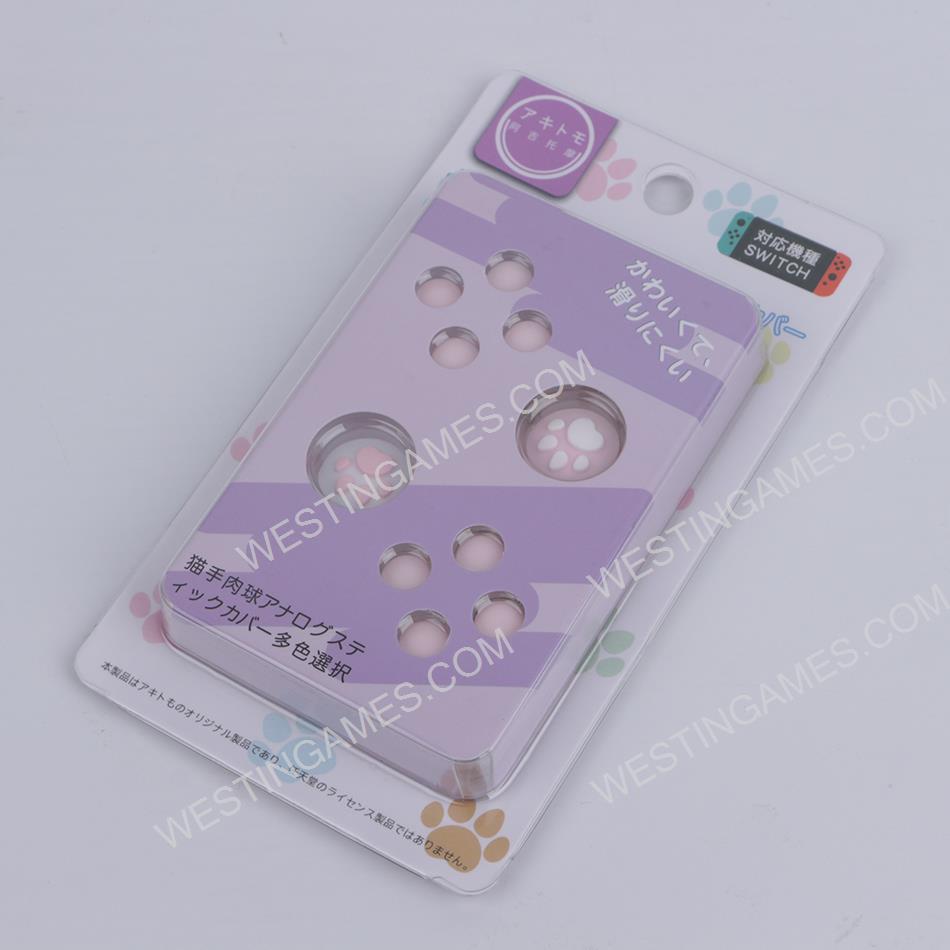 4in1 Cut Cat Paw Thumb Grips Analog Caps Silicone with ABXY Button Grip For switch light Pink Limite