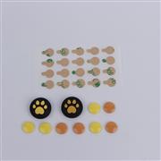 4in1 Cut Cat Paw Thumb Grips Analog Cap Silicone with ABXY Button Grip For Switch Brown and yellow B 03
