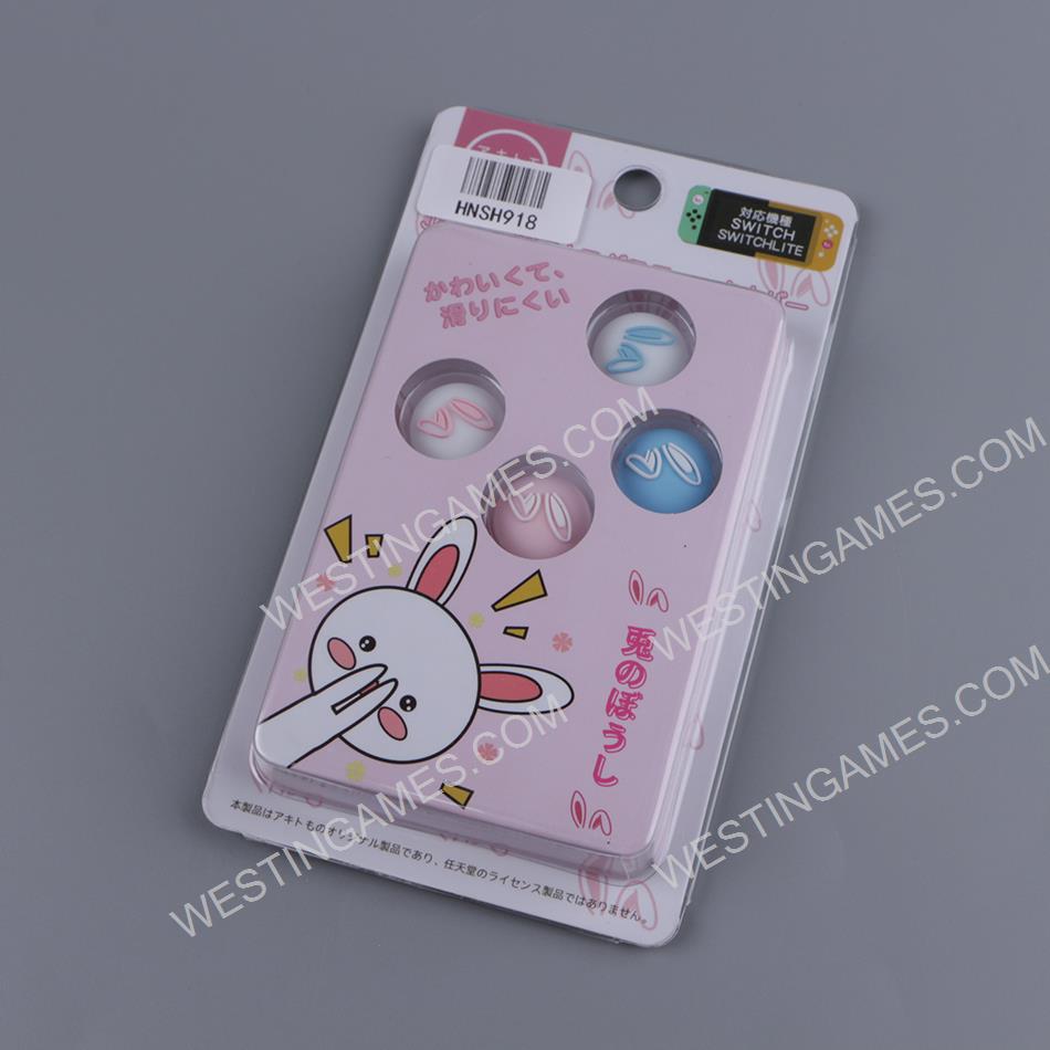 New 4in1 Thumb Grips Analog Caps Silicone Rubber For NS Switch - Bunny ears