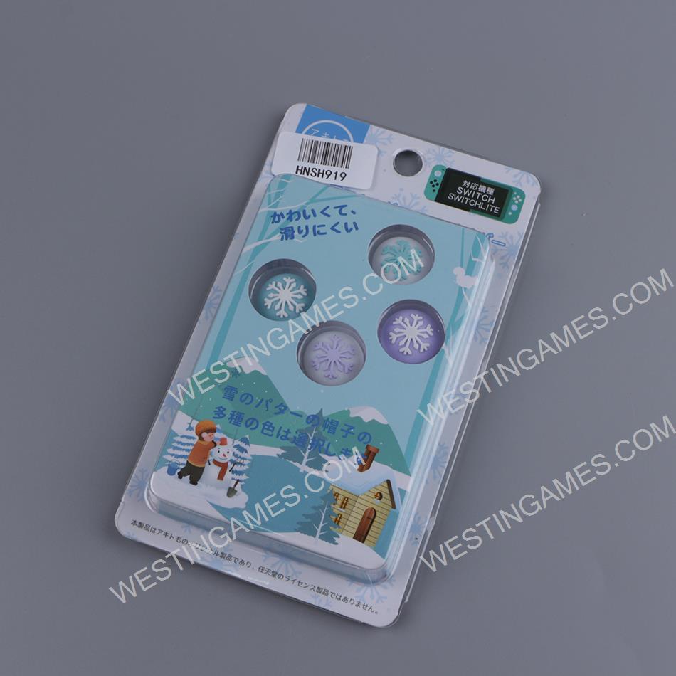 New 4in1 Thumb Grips Analog Caps Silicone Rubber For NS Switch - Snowflake