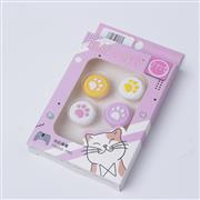 4in1 Cut Cat Paw Thumb Grips Analog Caps Silicone For Switch Pro and PS4 Purple and Yellow