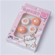 4in1 Cut Cat Paw Thumb Grips Analog Caps Silicone For Switch Pro and PS4 Orange and White