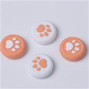 4in1 Cut Cat Paw Thumb Grips Analog Caps Silicone For Switch Pro and PS4 Orange and White 04