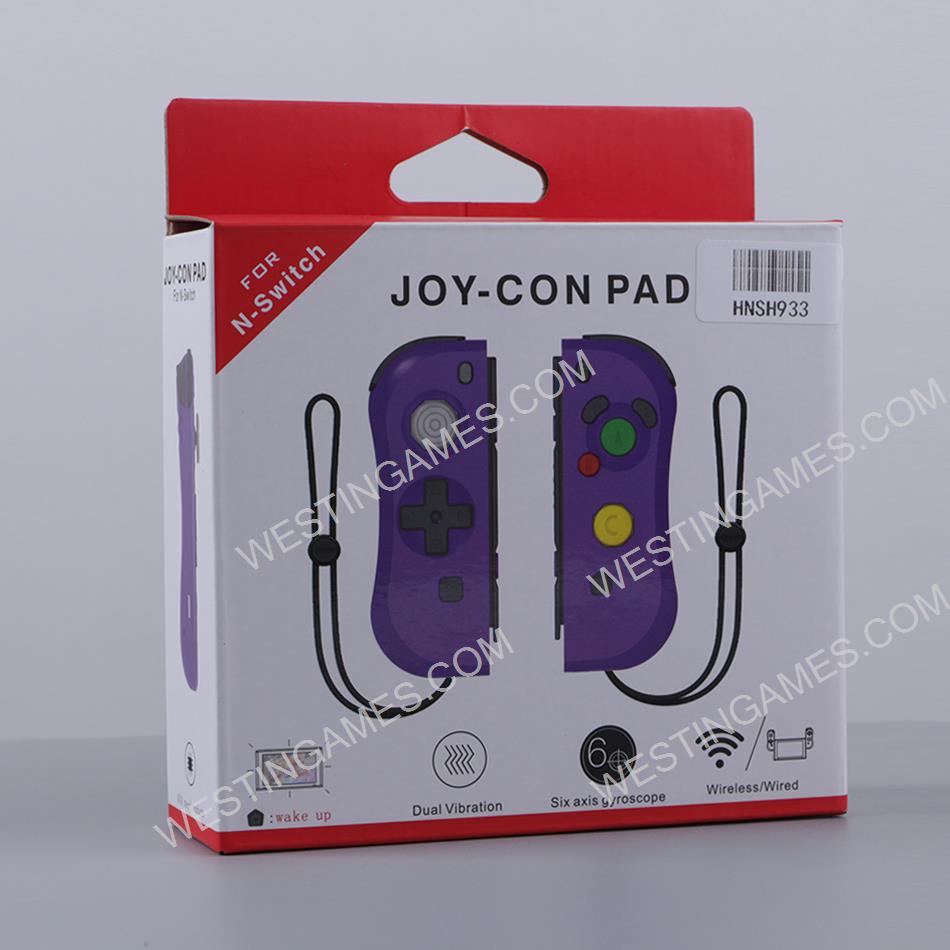 NGC Style Left and Right Wireless Joycon Controller with NFC for Switch - Purple