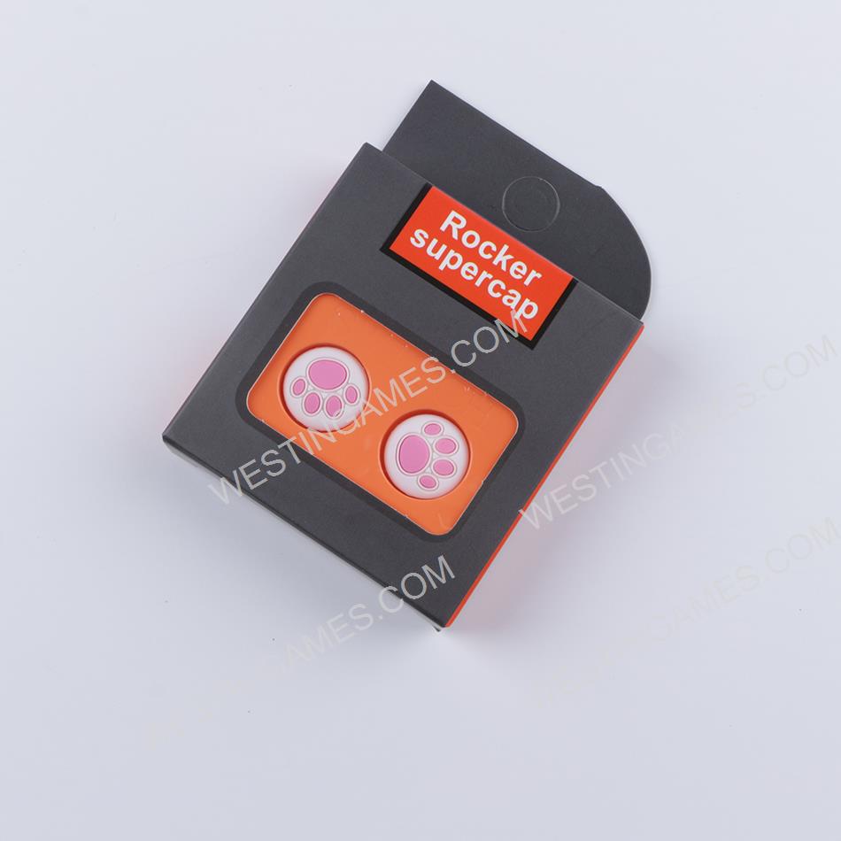 Rocker Supercap Thumb Grips Analog Caps Silicone Rubber For Switch Joy-con - Cat Paw White-Pink