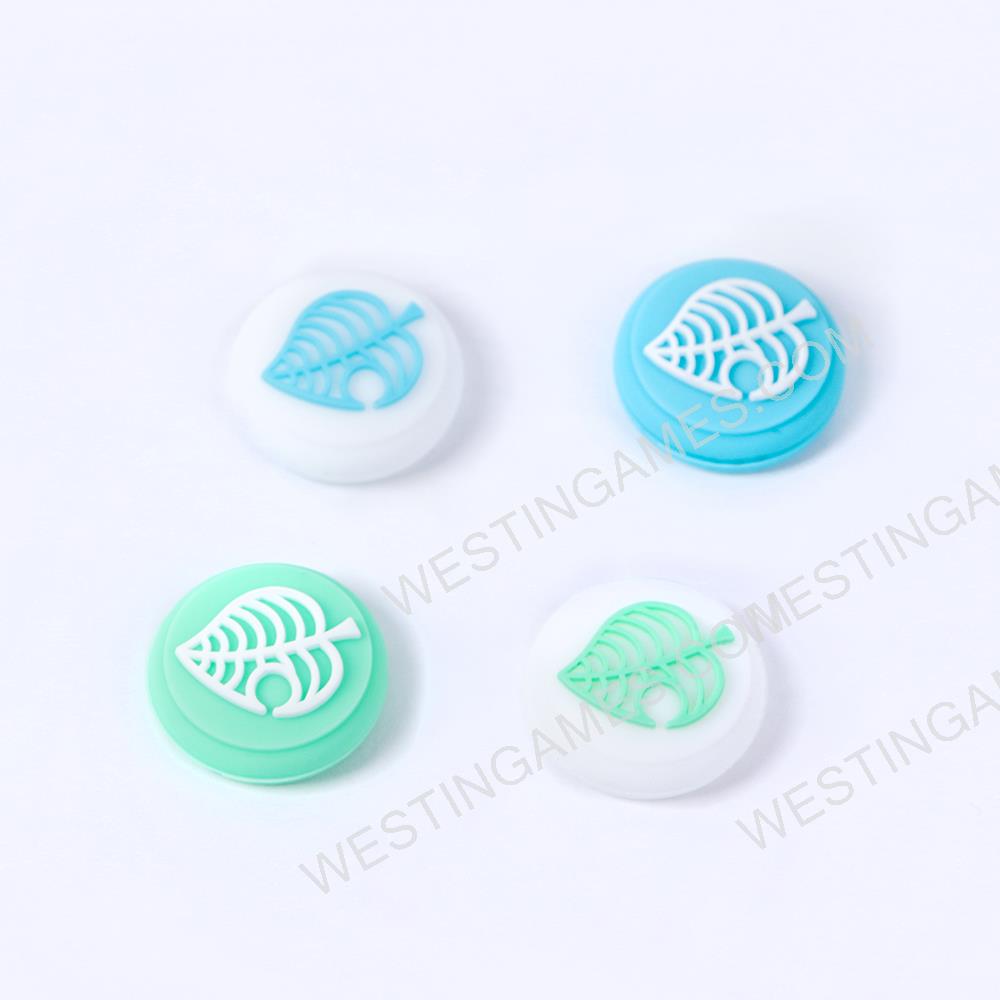 New 4in1 Fps Higher Thumb Grips Analog Caps Silicone Rubber For NS switch - Animal Crossing blue and Green