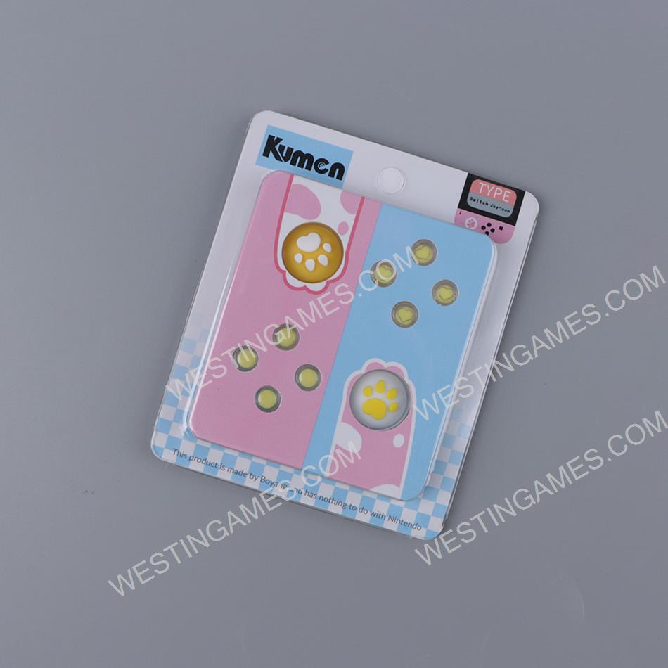 Cut Cat Paw Thumb Grips Analog Caps with lovely D-pad and ABXY Key Button For switch Yellow