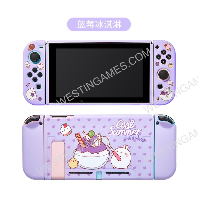 Soft TPU Grip Carton Case and Ergonomic Shock-Absorption Cover for Switch Purple ice-cream