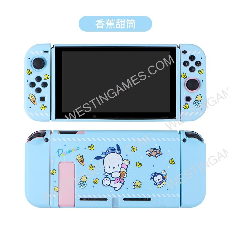 Soft TPU Grip Carton Case and Ergonomic Shock-Absorption Cover for Switch Blue Banana and Ice Cream