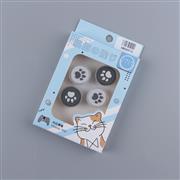 4in1 Cut Cat Paw Thumb Grips Analog Caps Silicone For switch Pro and PS4 Black and White
