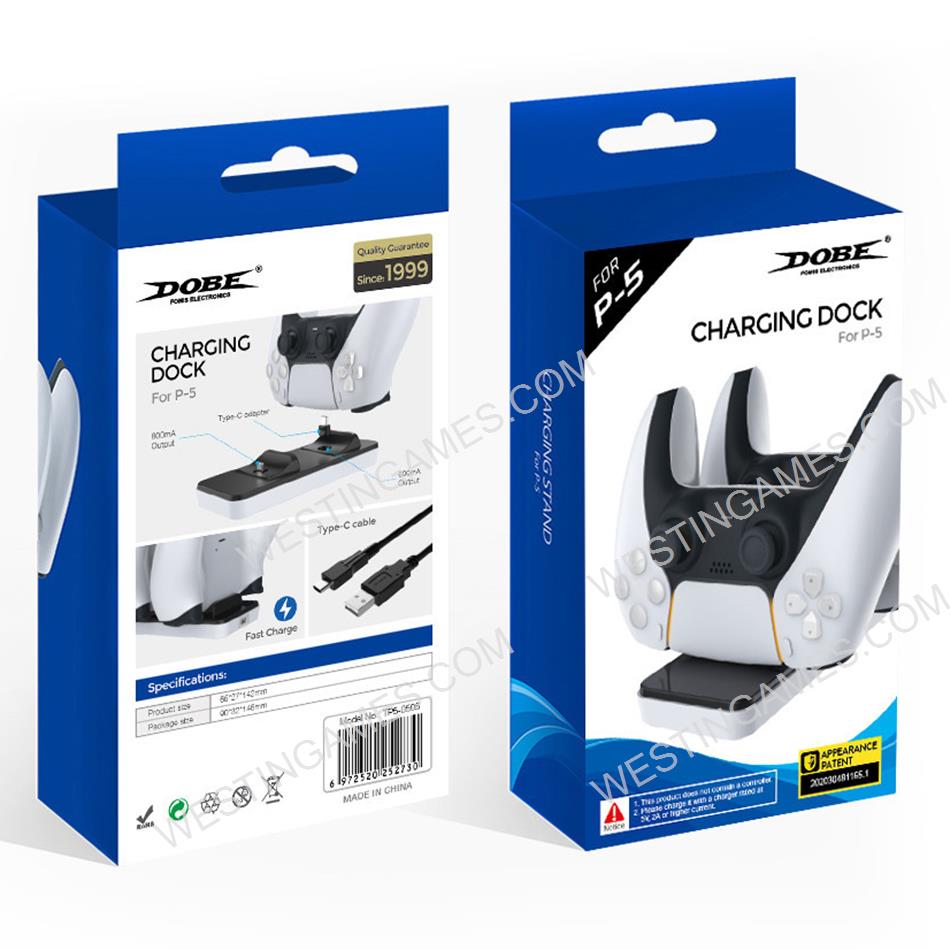 Dobe Dual Charging Dock Stand with usb charger adapter for ps5 Wireless Controller