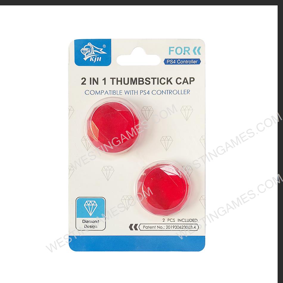 Diamond Shape Thumb Grips Analog Hard Caps for PS5 Controller - Red