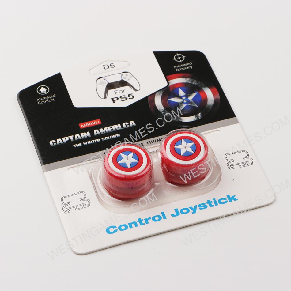 FPS Higher Thumb Grip Cap Analog Stick Covers for PS5 Controller - Captain America