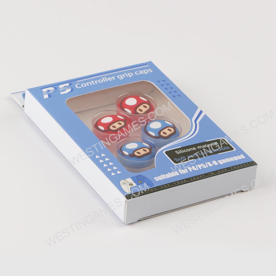 4in1 Silicone Thumb Grips Cap Analog Stick Covers for PS5 Wireless Controller - Mario Toad