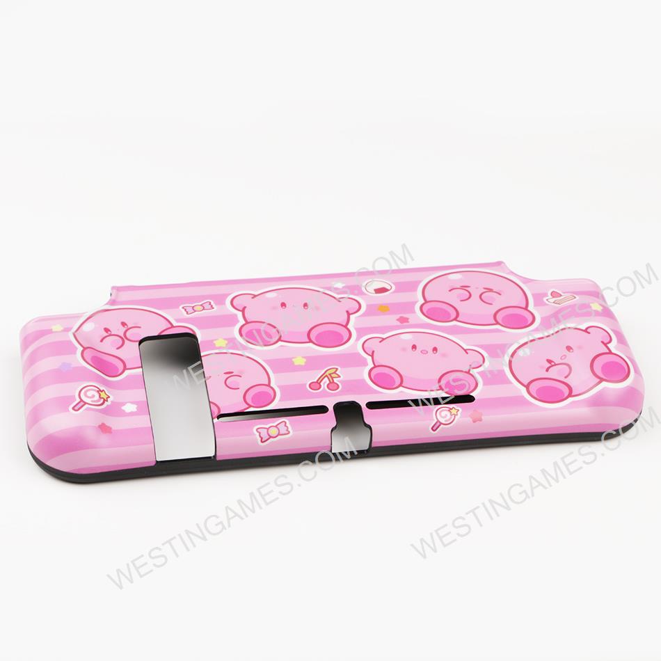 Integrated Soft tpu Handle Grip Cover Case with 6 Aanalog Grips for Switch - Pink Kirby
