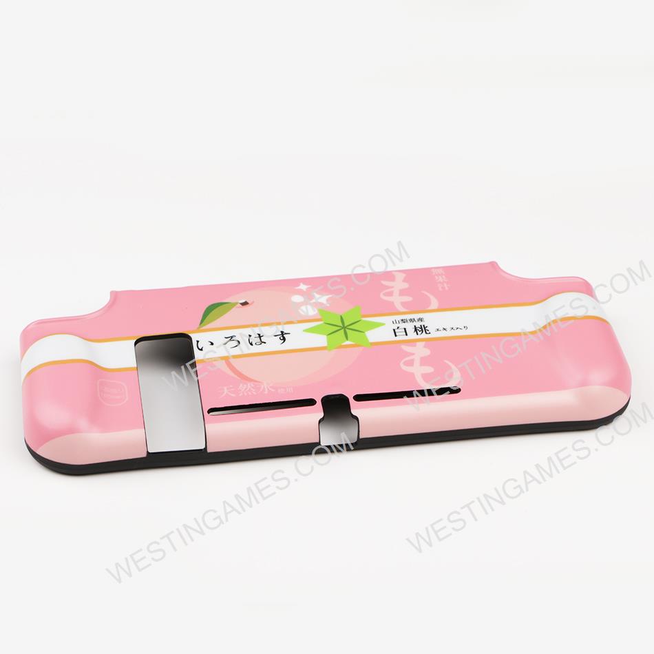 Integrated Soft tpu Handle Grip Cover Case with 6 Aanalog Grips for Switch - Peach