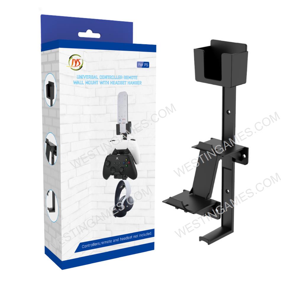 Controller & Headphone Wall Mount Holder Bracket Hanger Remote Control Storage Stand for Xbox ONE Series X PS5 PS4 NS Switch - Black