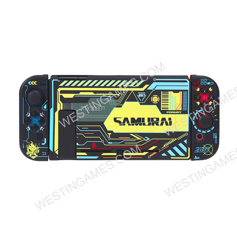 Soft TPU Grip Case and Ergonomic Shock-Absorption Cover for Switch -black cyberpunk