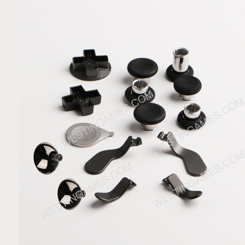 Original 15Pcs Swap Thumbsticks Grips Metal Magnetic Stick with analog Stand Set for XBOX ONE Elite 2 Controller - Black