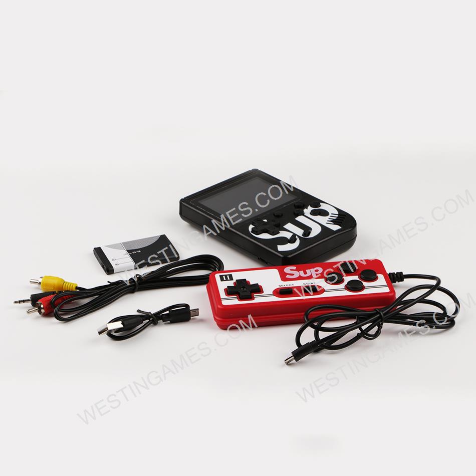 SUP FC-2.6 Inch screen Built-in 400 Games Retro TV Handheld Game Box Console double Players - Black