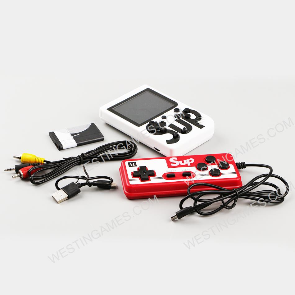 SUP FC-2.6 Inch screen Built-in 400 Games Retro TV Handheld Game Box Console double Players - White