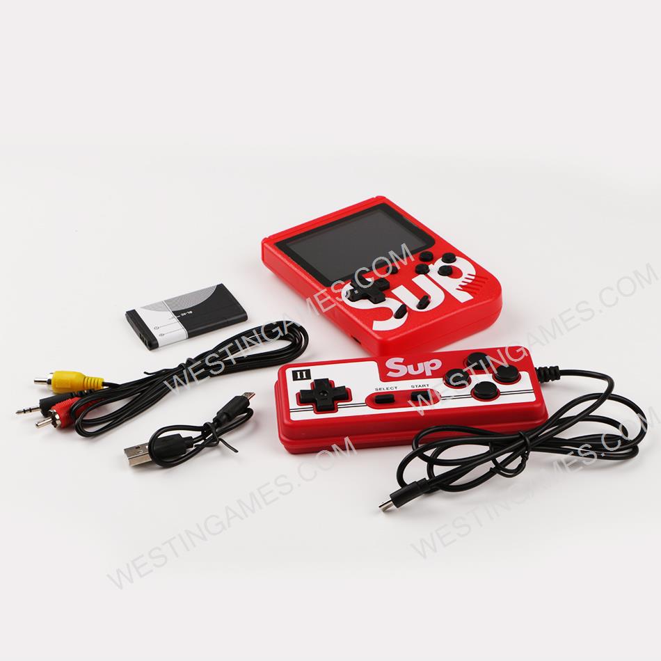 SUP FC-3 Inch screen Built-in 400 Games Retro TV Handheld Game Box Console double Players - Red