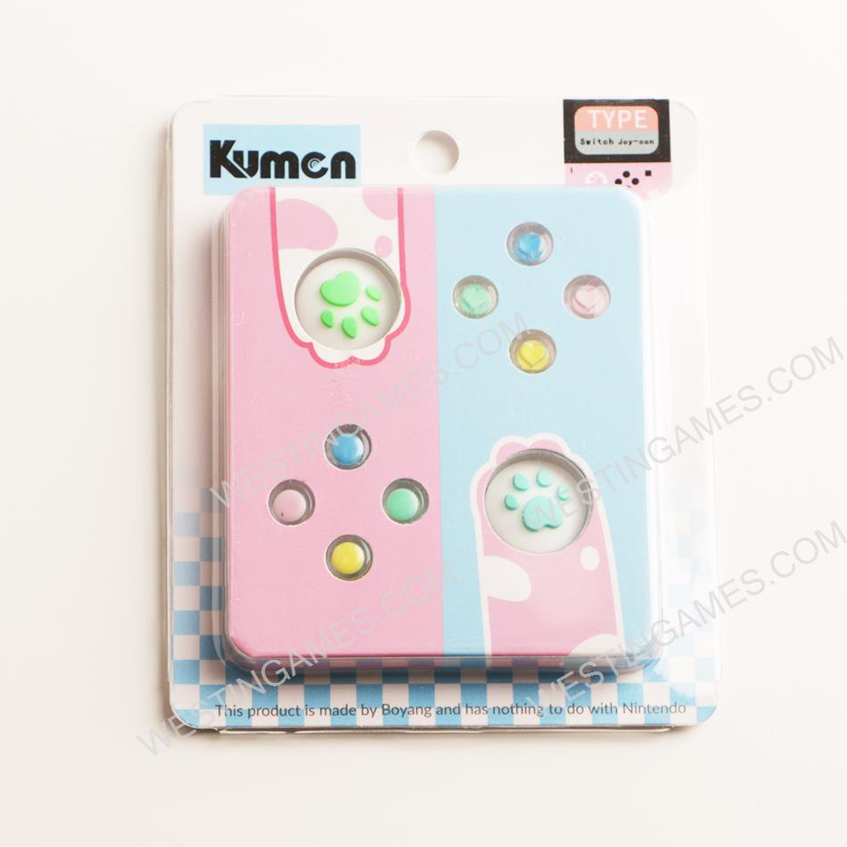 Cut Cat Paw Thumb Grips Analog Caps with lovely D-pad and ABXY Key Button For switch - Green and Blue