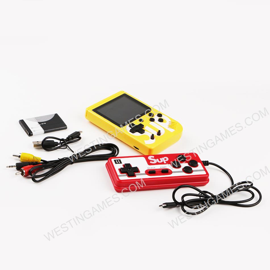 SUP FC-3 Inch screen Built-in 400 Games Retro TV Handheld Game Box Console double Players - Yellow