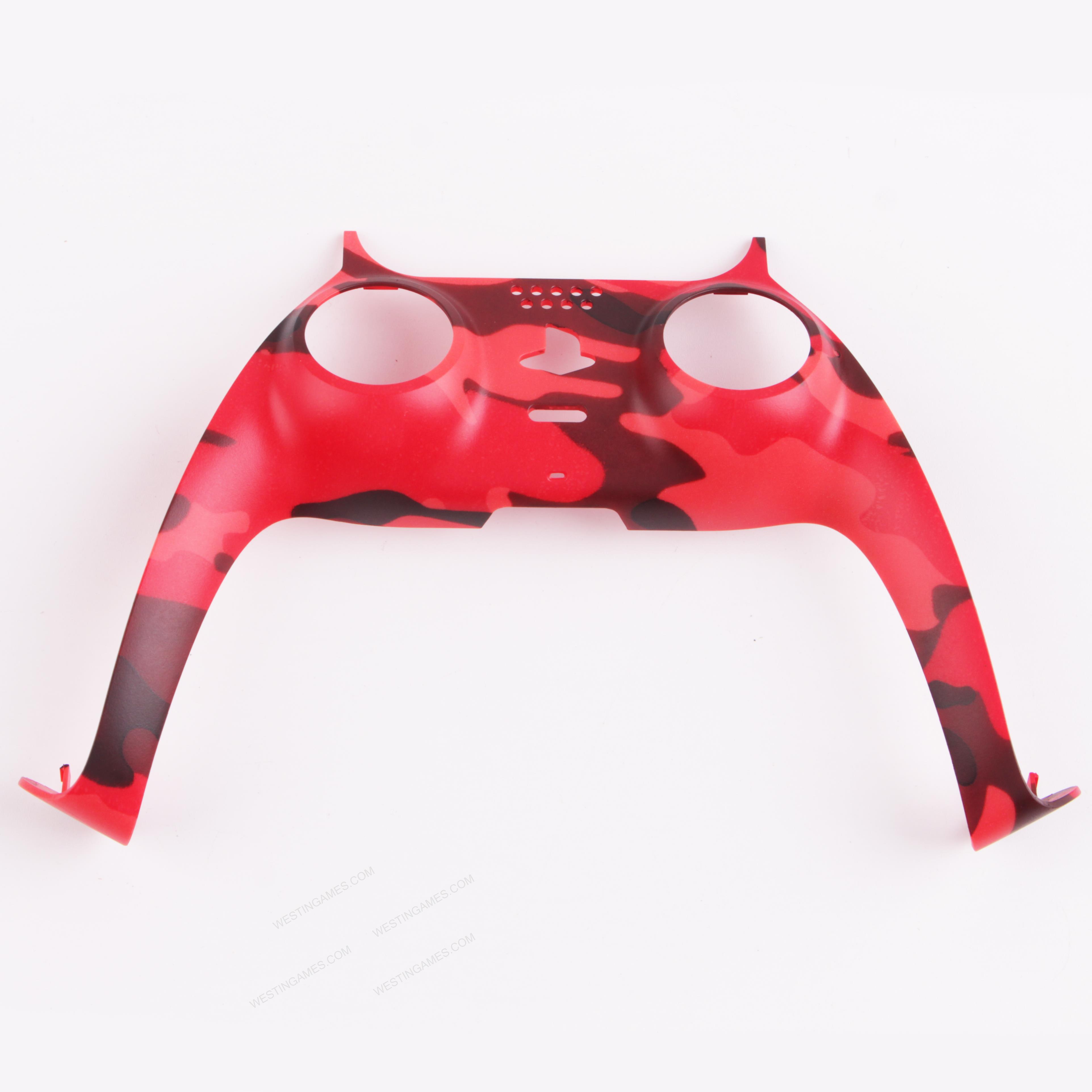 Decorative Strip Handle PC Shell Cover For PS5 Gamepad Controller - Camouflage Red