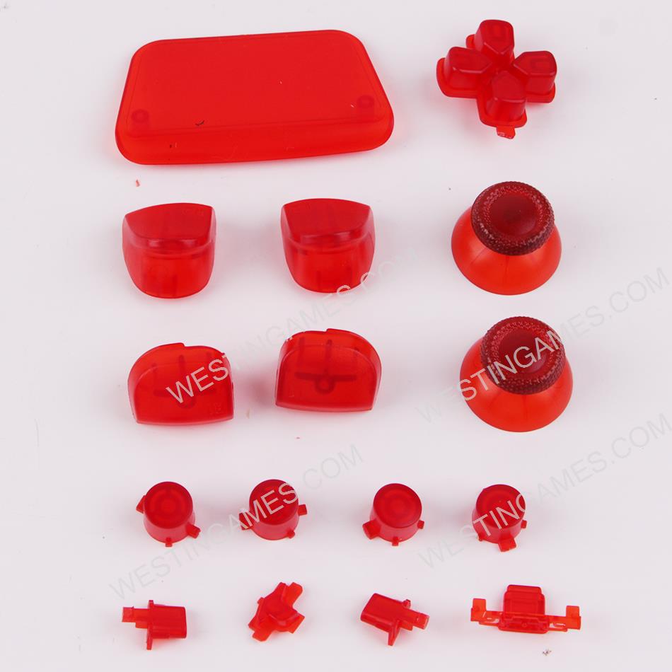Complete Button Keys V1.0 for PS5 Controller Accessories 16pc Set - Clear Red