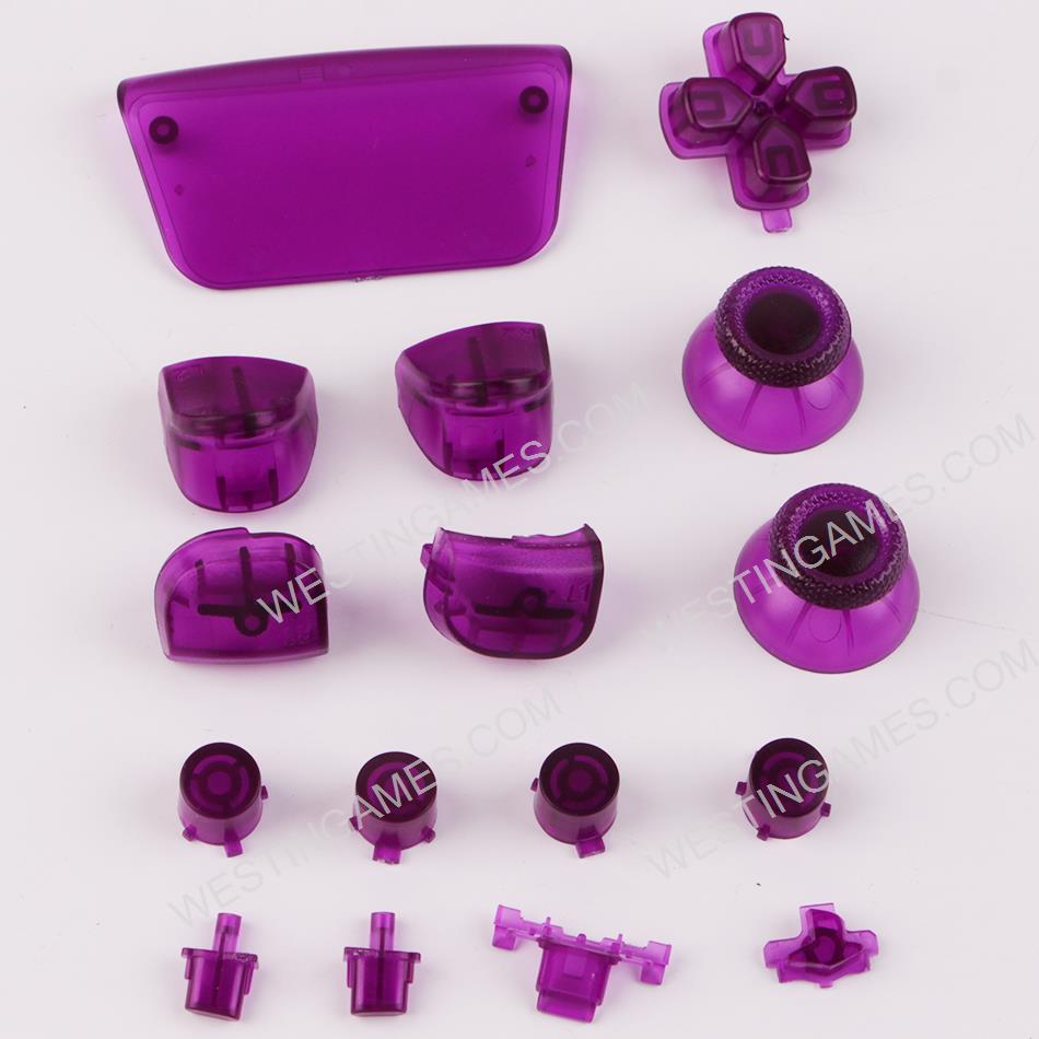 Complete Button Keys V1.0 for PS5 Controller Accessories 16pc Set - Clear Purple
