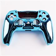 Replacement Mirror Chrome Top and Bottom Housing Shell Case for Playstation 5 PS5 Controller - Blue