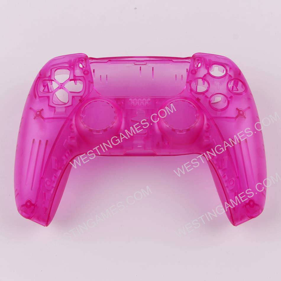 Replacement Top and Bottom Housing Shell Case for Playstation 5 PS5 Controller - Clear Pink