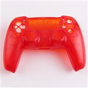 Replacement Transparent Top and Bottom Housing Shell Case for Playstation 5 PS5 Controller -  Clear Red