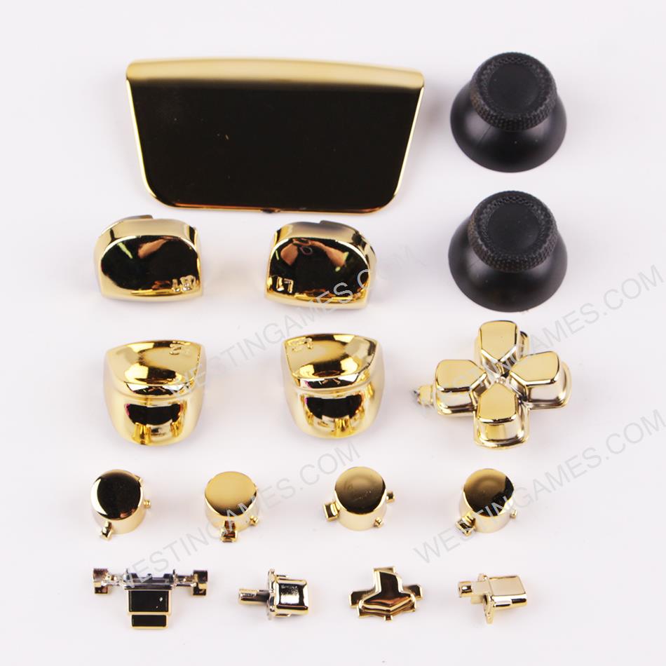 Mirror Chrome Complete Button Keys V1.0 for PS5 Controller Accessories 16pc Set - Gold