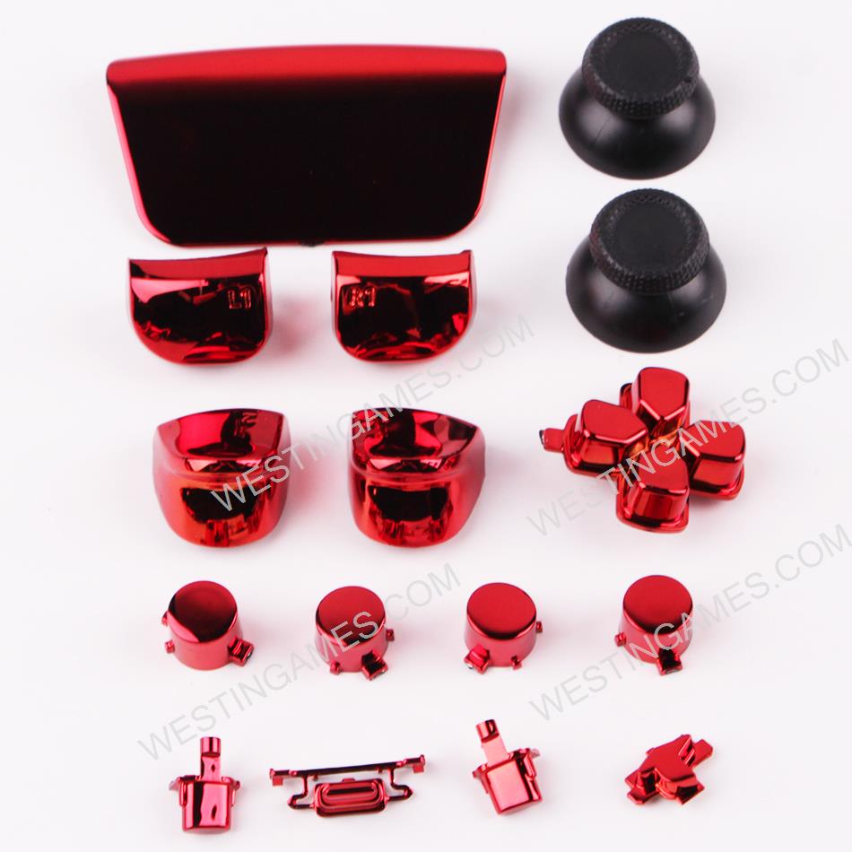 Mirror Chrome Complete Button Keys V1.0 for PS5 Controller Accessories 16pc Set - Red