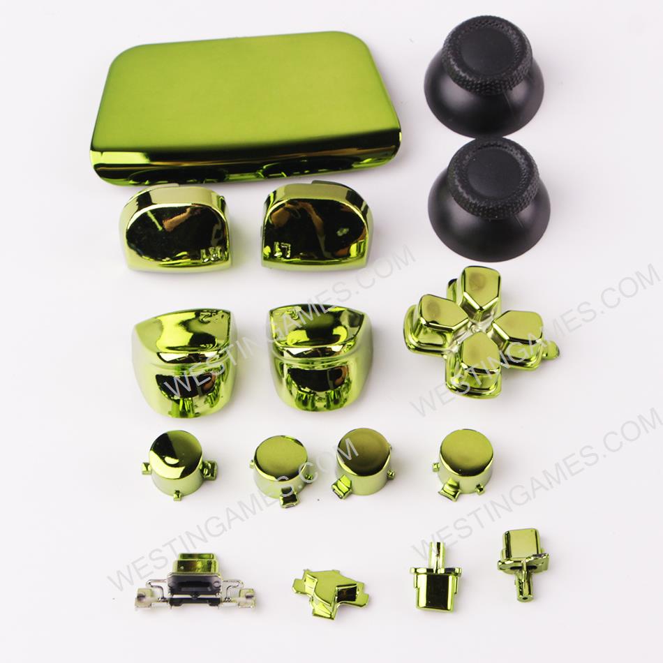 Mirror Chrome Complete Button Keys for PS5 Controller Accessories 16pc Set - Green