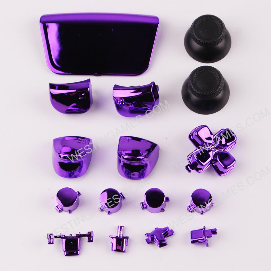 Mirror Chrome Complete Button Keys for PS5 Controller Accessories 16pc Set - Purple