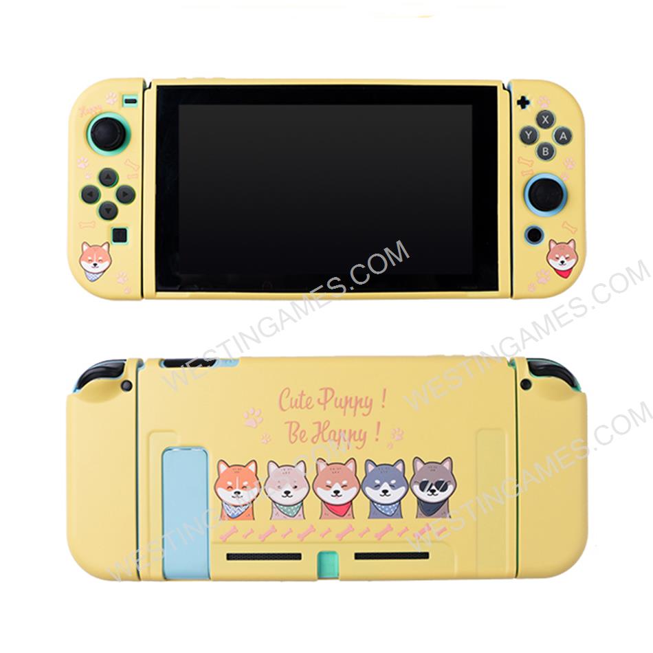 Soft TPU Grip Carton Case and Ergonomic Shock-Absorption Cover for Switch Yellow Shiba Inu