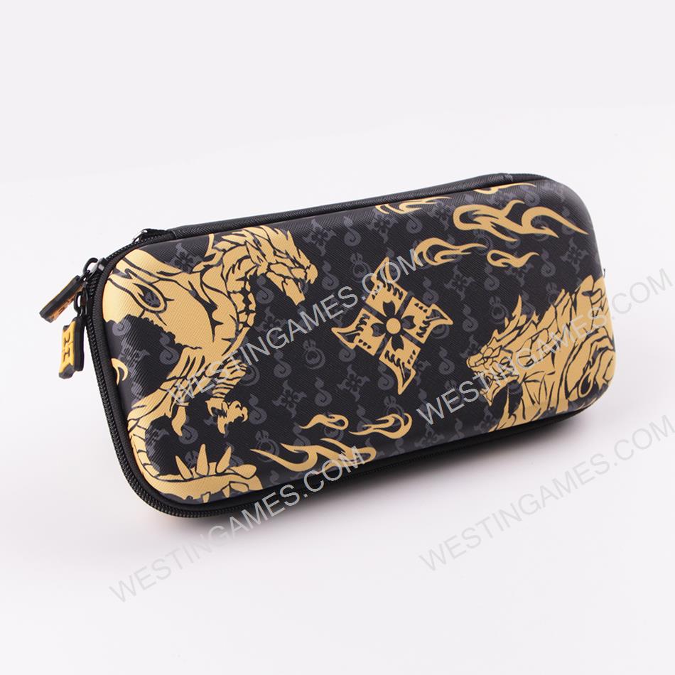 Black PU Hard Carrying Case Travel Pouch for Nintendo NS Switch - Monster Hunter