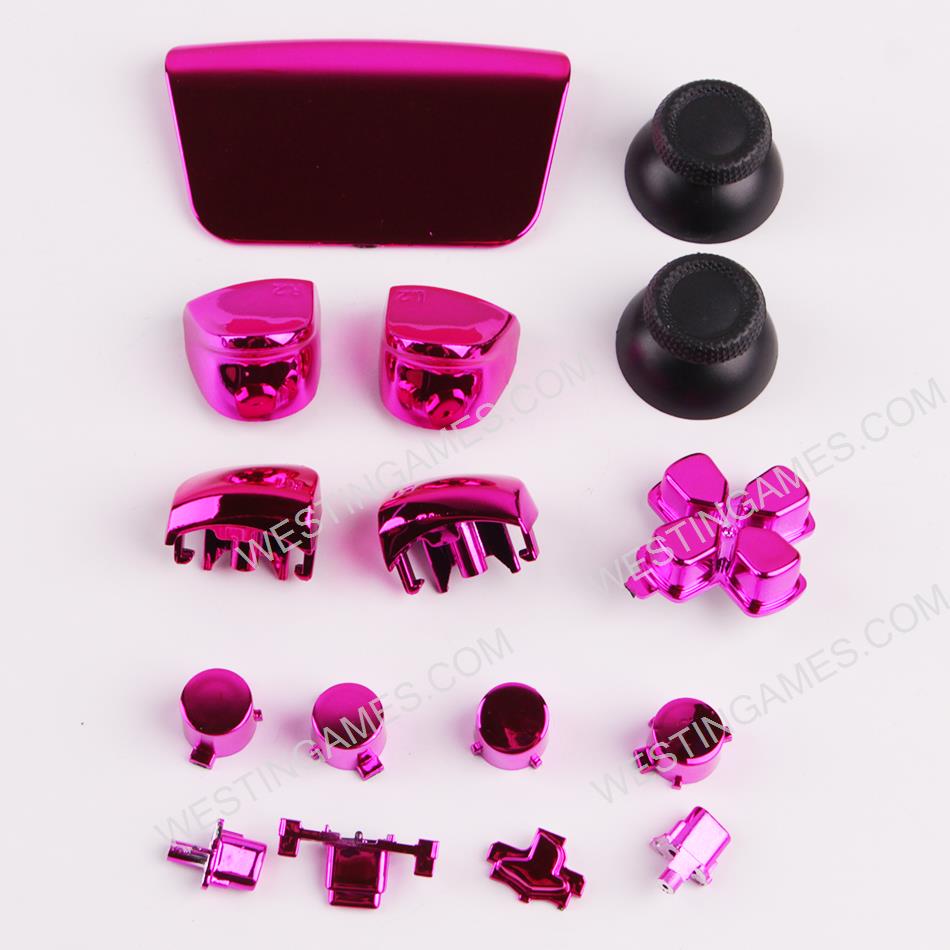 Mirror Chrome Complete Button Keys V1.0 for PS5 Controller Accessories 16pc Set - Pink
