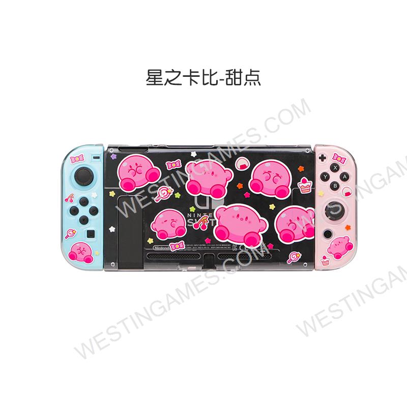 Soft Clear TPU+PC Grip Case and Ergonomic Shock-Absorption Cover for Switch Pink Kirby