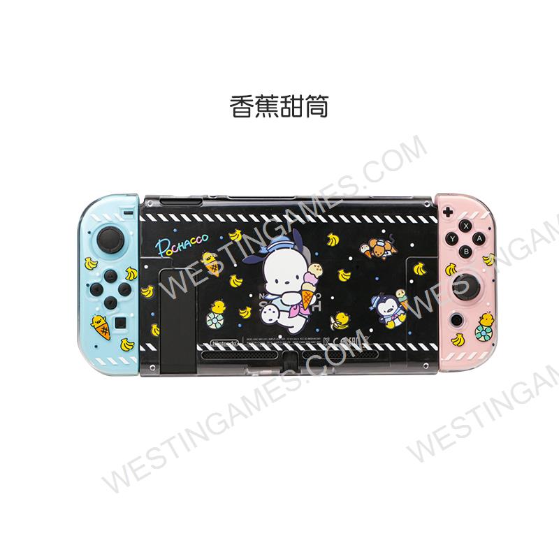 Soft Clear TPU+PC Grip Case and Ergonomic Shock-Absorption Cover for Switch Blue Banana and Ice Cream